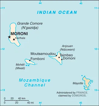 SIMPLE Map of Comoros