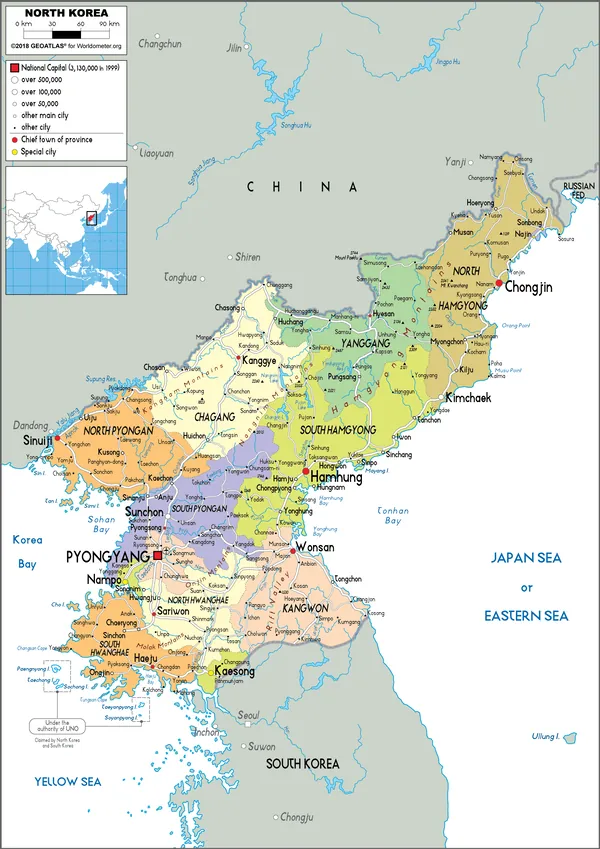 POLITICAL Map of North Korea