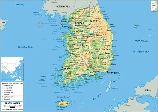 PHYSICAL Map of South Korea