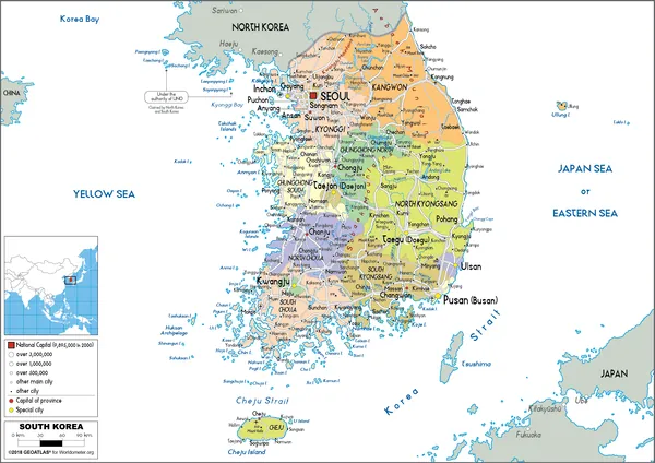 POLITICAL Map of South Korea