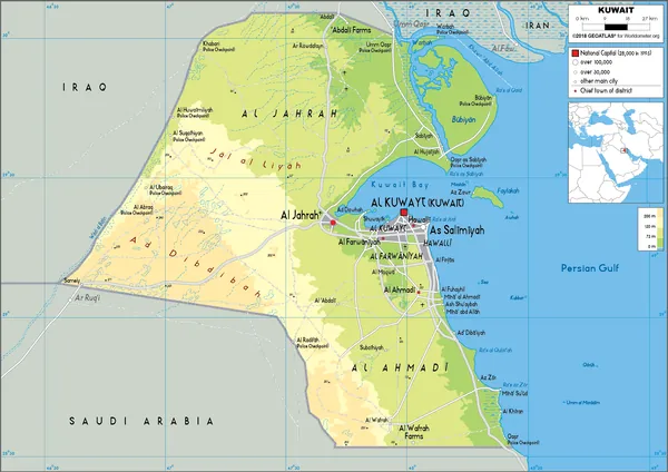 PHYSICAL Map of Kuwait