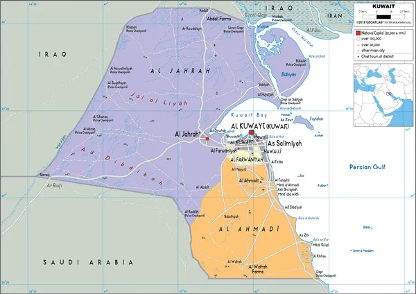 POLITICAL Map of Kuwait
