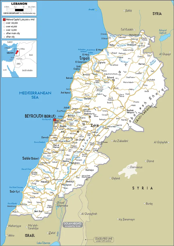 ROAD Map of Lebanon