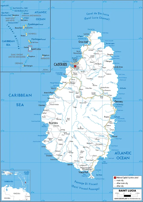 ROAD Map of Saint Lucia