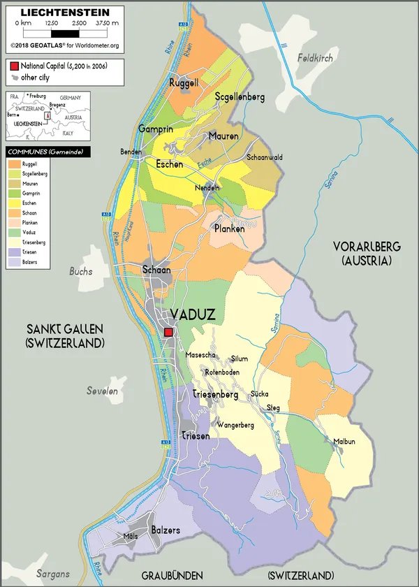 POLITICAL Map of Liechtenstein