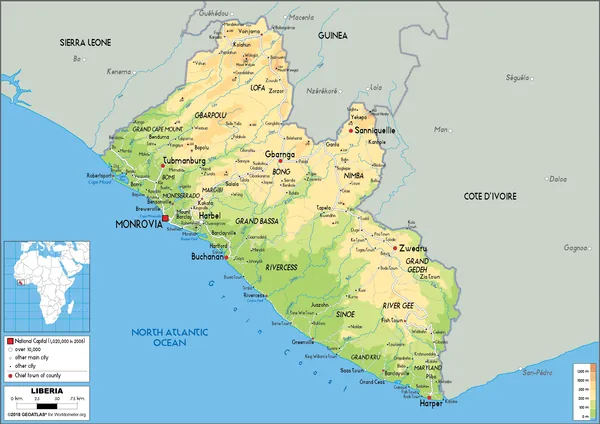 PHYSICAL Map of Liberia