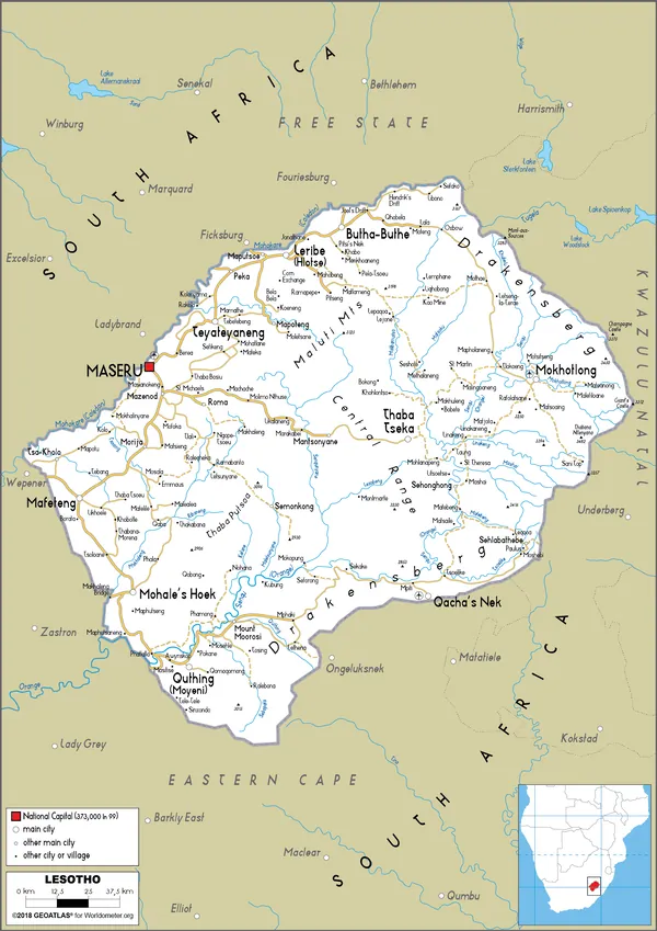 ROAD Map of Lesotho