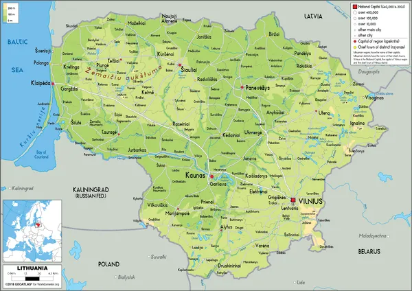 PHYSICAL Map of Lithuania
