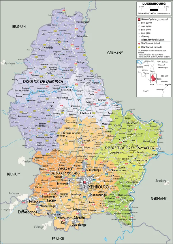 POLITICAL Map of Luxembourg