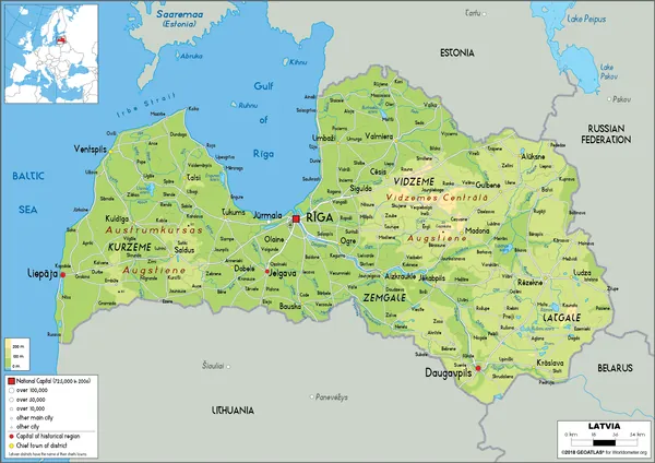 PHYSICAL Map of Latvia