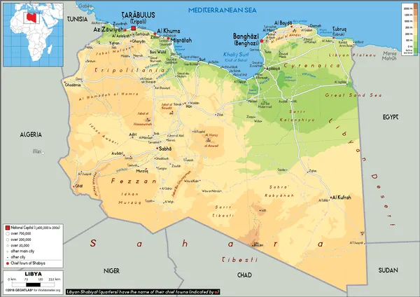 PHYSICAL Map of Libya