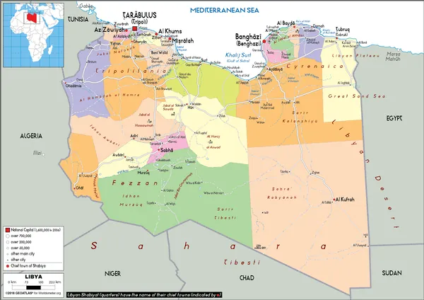 POLITICAL Map of Libya