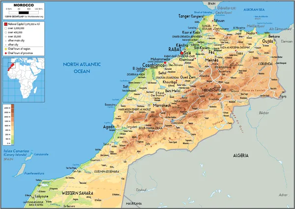 PHYSICAL Map of Morocco