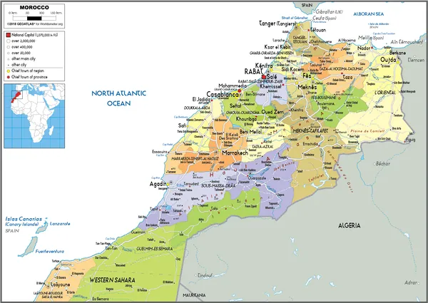POLITICAL Map of Morocco