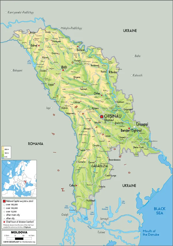 PHYSICAL Map of Moldova
