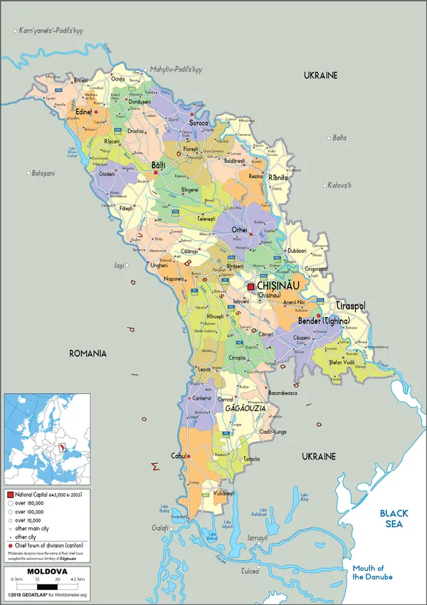 POLITICAL Map of Moldova