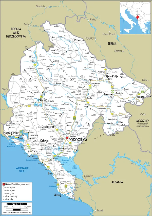 ROAD Map of Montenegro