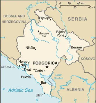 SIMPLE Map of Montenegro