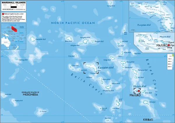 PHYSICAL Map of the Marshall Islands