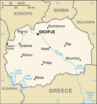 SIMPLE Map of the Republic of North Macedonia