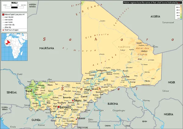 PHYSICAL Map of Mali