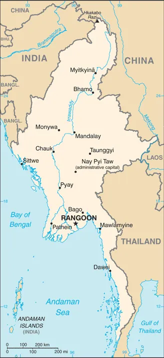 SIMPLE Map of Myanmar