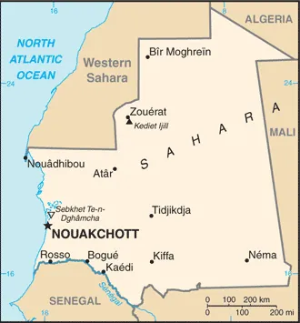 SIMPLE Map of Mauritania