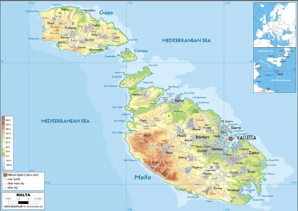 PHYSICAL Map of Malta