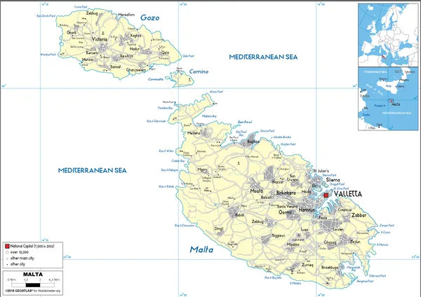 POLITICAL Map of Malta