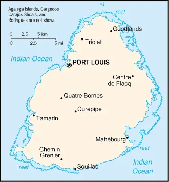 SIMPLE Map of Mauritius