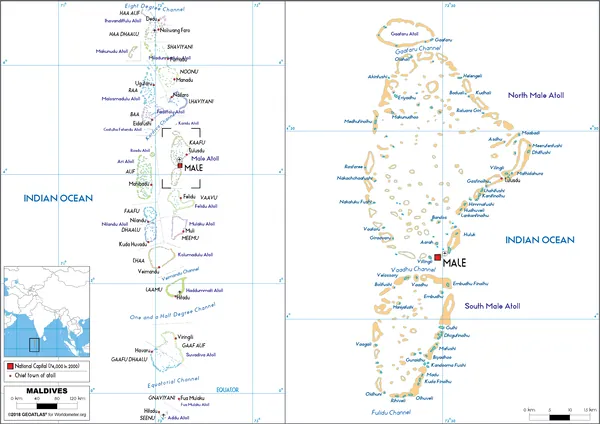 POLITICAL Map of Maldives
