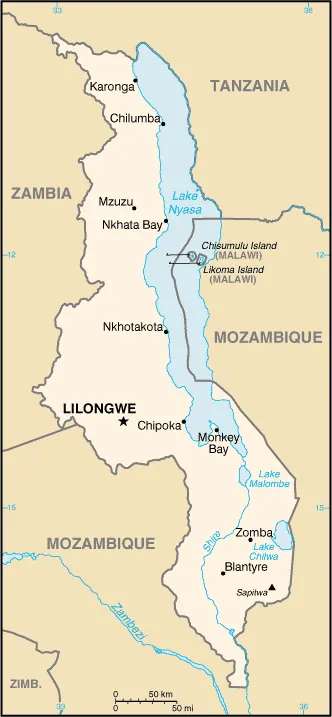 SIMPLE Map of Malawi