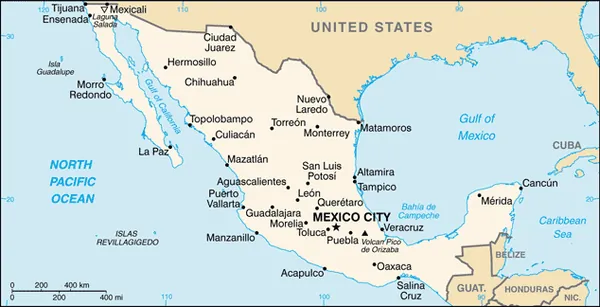 SIMPLE Map of Mexico