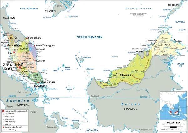 POLITICAL Map of Malaysia