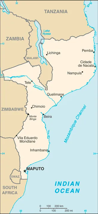 SIMPLE Map of Mozambique