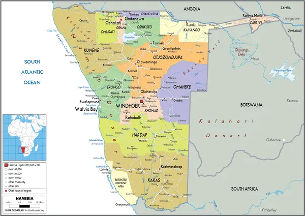 POLITICAL Map of Namibia