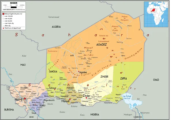 POLITICAL Map of Niger