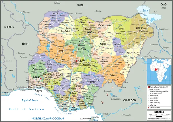 POLITICAL Map of Nigeria