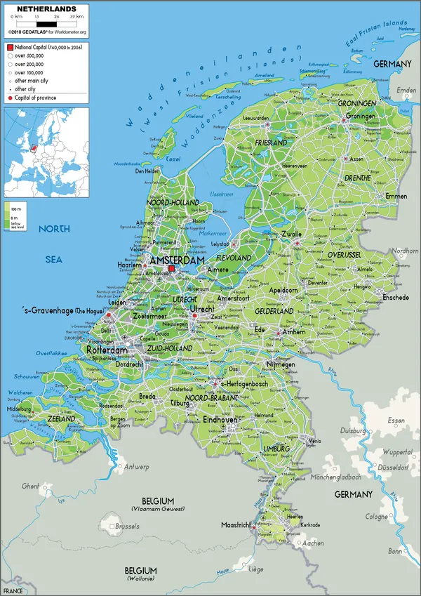 PHYSICAL Map of the Netherlands