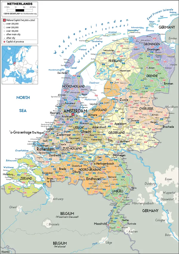 POLITICAL Map of the Netherlands
