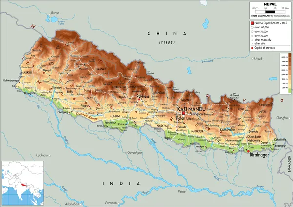PHYSICAL Map of Nepal