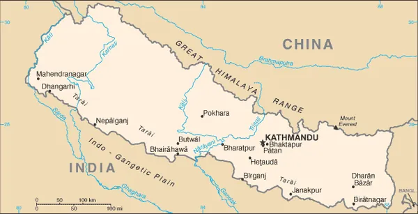 SIMPLE Map of Nepal