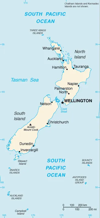 SIMPLE Map of New Zealand
