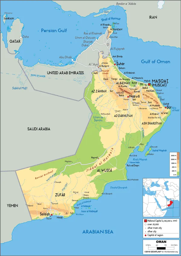 PHYSICAL Map of Oman