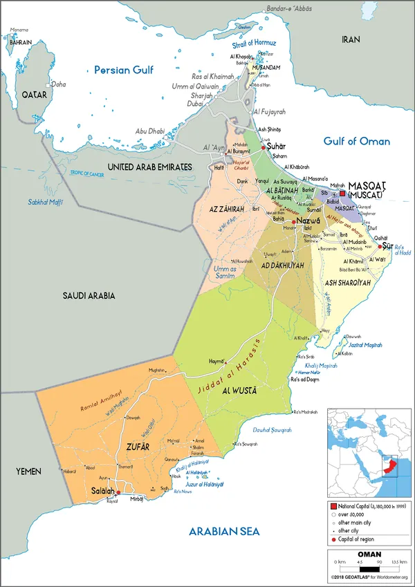 POLITICAL Map of Oman