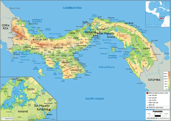 PHYSICAL Map of Panama