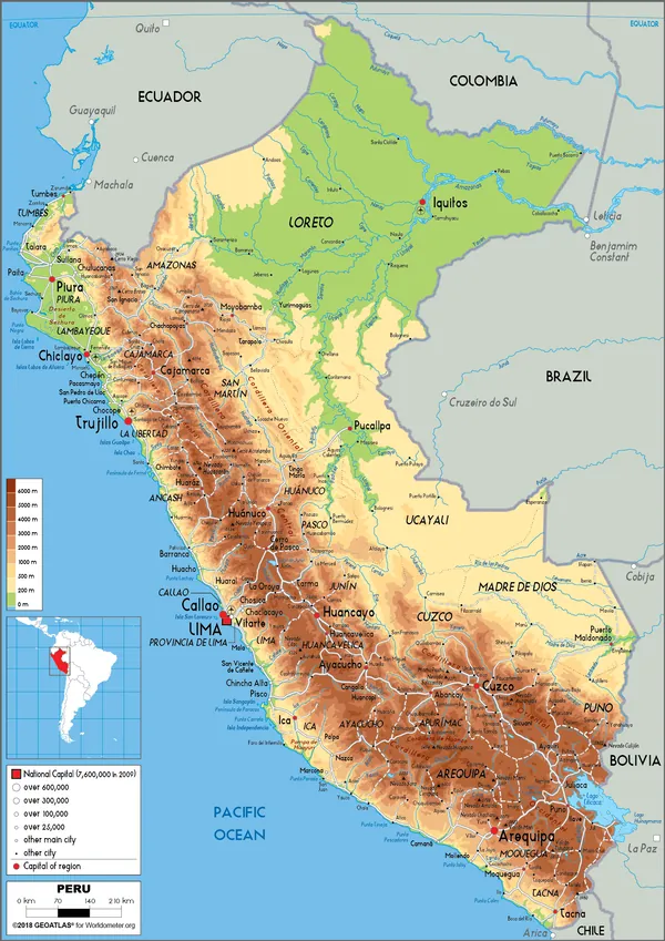 PHYSICAL Map of Peru