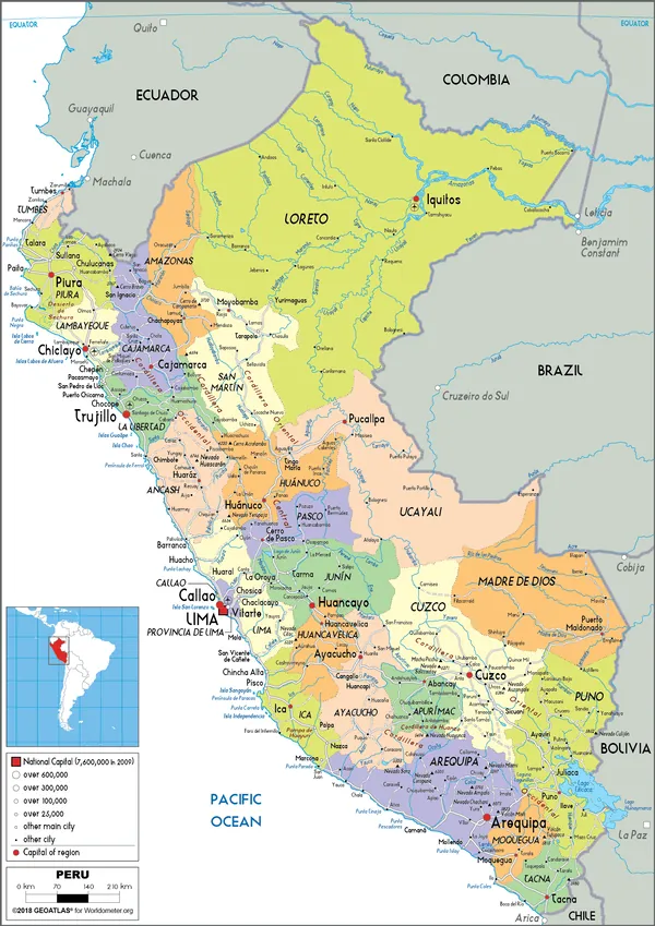 POLITICAL Map of Peru