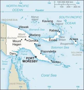 SIMPLE Map of Papua New Guinea
