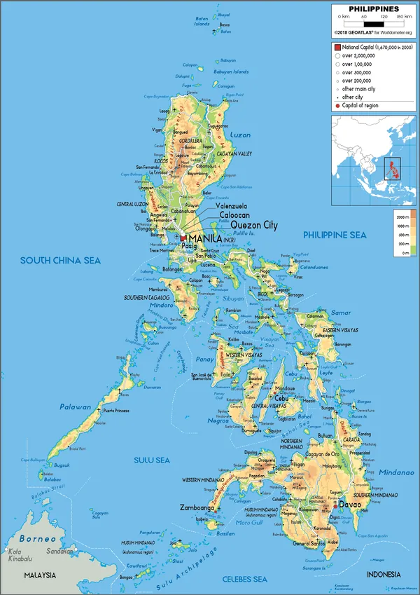 PHYSICAL Map of the Philippines